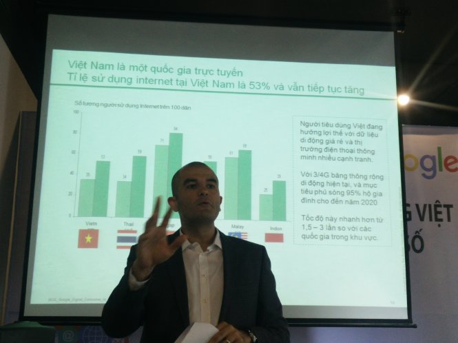 “Người Việt Nam rất lạc quan và có xu hướng chi tiêu thoải mái” - Nitin Gajria, Giám đốc quốc gia phụ trách Việt Nam, Campuchia, Lào của Google Châu Á – Thái Bình Dương. - Ảnh: Đức Thiện