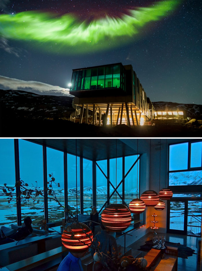 Nhà hàng thuộc khách sạn Ion Iceland, nơi lý tưởng để thực khách ngắm bắc cực quang