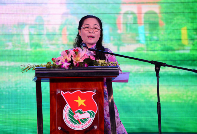 Bà Nguyễn Thị Lệ - Uỷ viên ban thường vụ Thành Uỷ, trưởng ban dân vận thành ủy phát biểu tại chương trình - Ảnh: DUYÊN PHAN
