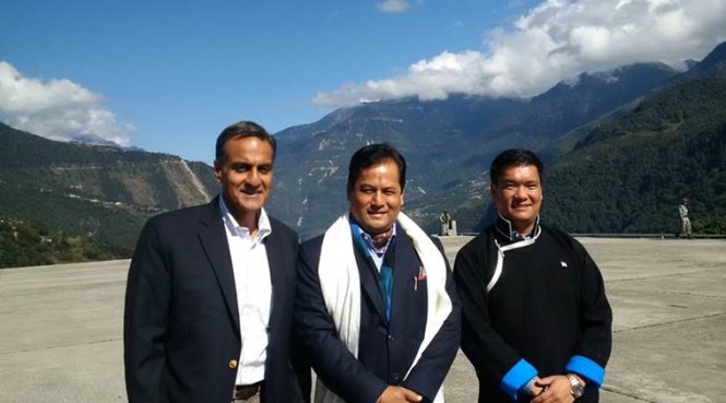 US Envoy Richard Verma with Arunachal Pradesh CM Pema Khandu and Assam CM Sarbananda Sonowal