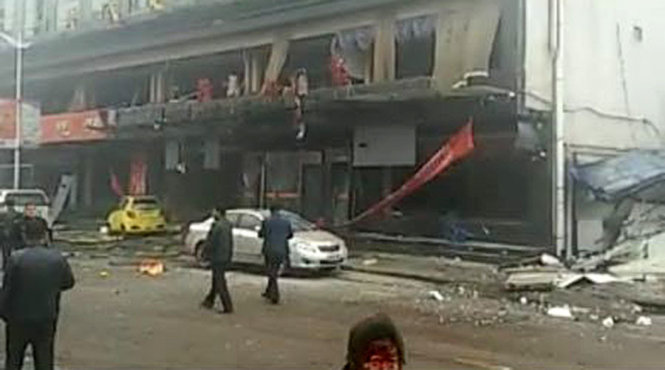 Hình ảnh tại hiện trường vụ nổ được chia sẻ trên mạng xã hội Trung Quốc  - Ảnh: Weibo