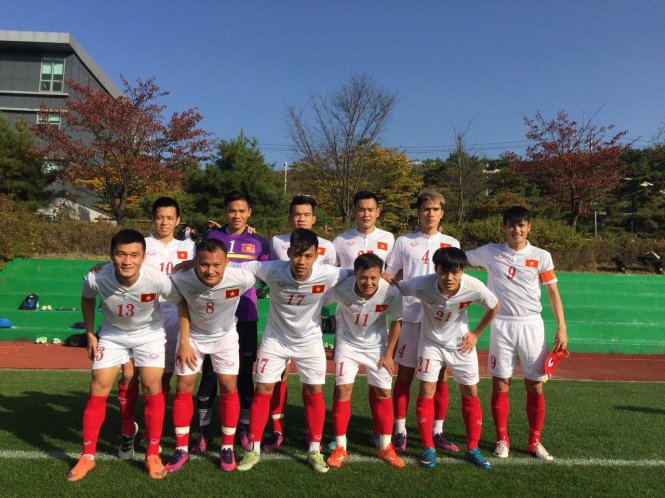 Đội hình xuất phát của đội tuyển VN trong trận giao hữu với Pocheon FC. Ảnh: Tuấn Vinh.