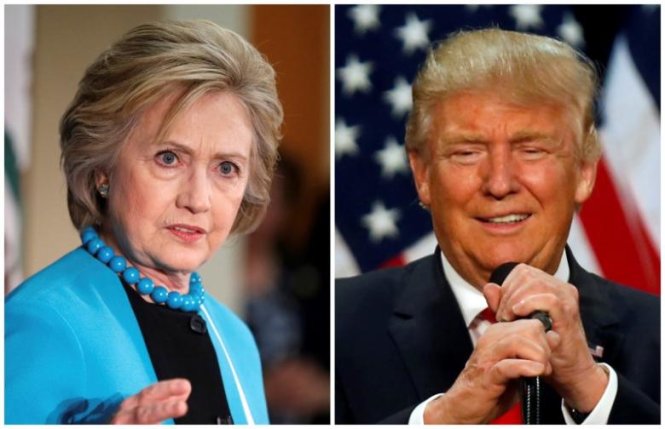 Trong hầu hết các cuộc thăm dò ý kiến lớn, bà Clinton đang dẫn trước ông Trump trung bình 5% số điểm - Ảnh: Reuters