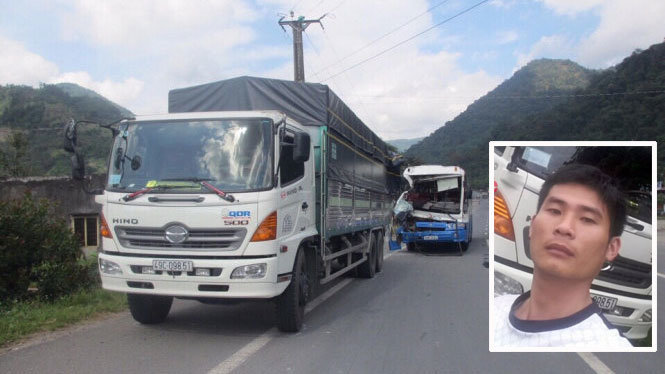 Tài xế Phan Văn Bắc và chiếc xe tải đã dìu xe khách mất thắng đổ dốc đèo an toàn - Ảnh tư liệu báo Tuổi Trẻ.