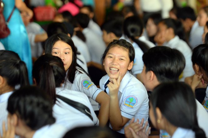 Nụ cười của học sinh trường THPT An Thới, Thị trấn An Thới, Huyện Phú Quốc, tỉnh Kiên Giang tại chương trình giao lưu chung tay đồng hành cùng du lịch xanh Phú Quốc - Ảnh: Hữu Khoa