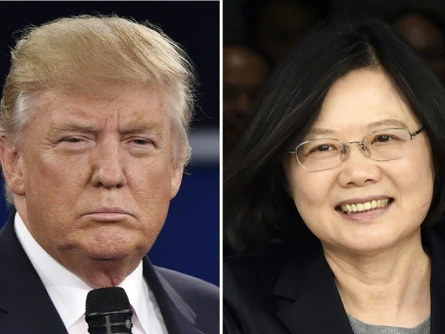 Tổng thống đắc cử Donald Trump (trái) và lãnh đạo Đài Loan Thái Anh Văn - Ảnh: AFP