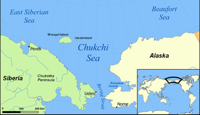 Vị trí biển Chukchi và biển Beaufort