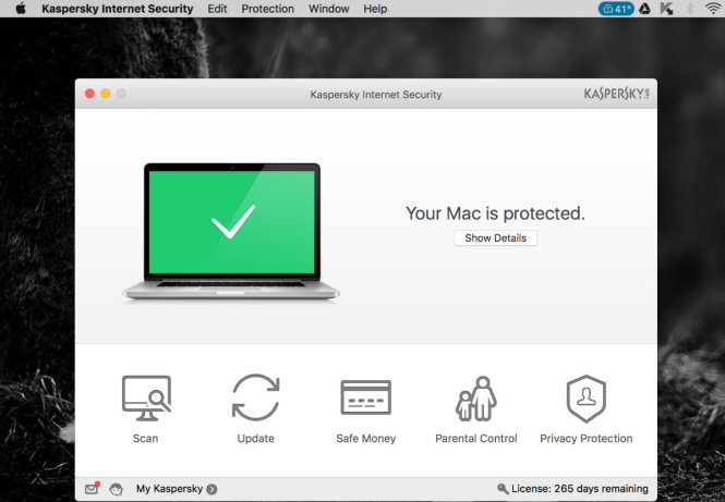 Chương trình Kaspersky Internet Security cho Mac bao gồm bảo vệ trước mã độc, giao dịch trực tuyến an toàn, quản lý máy tính hiệu quả...