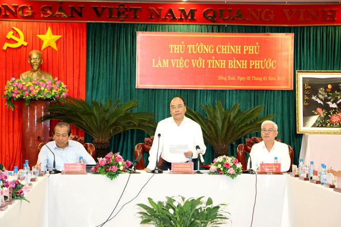 Thủ tướng chính phủ Nguyễn Xuân Phúc làm việc với lãnh đạo tỉnh Bình Phước 