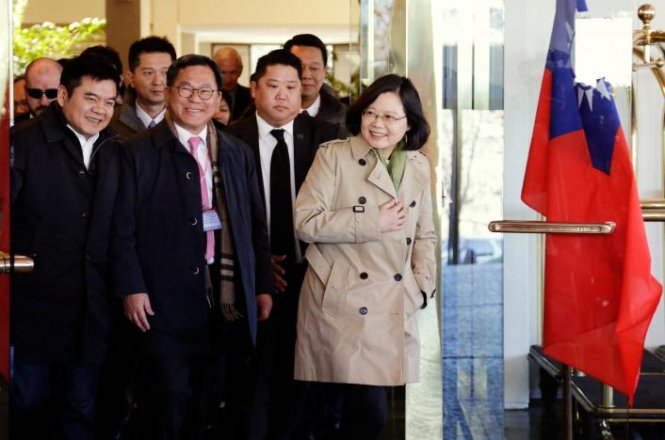 Nhà lãnh đạo Đài Loan Thái Anh Văn tại khách sạn Omni Houston trong lúc dừng chân tại Houston, bang Texas, Mỹ ngày 7-1 - Ảnh: Reuters