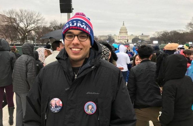 Thanh niên Evan Kasal, một trong những cử tri ủng hộ ông Trump lên làm tổng thống Mỹ - Ảnh: NPR