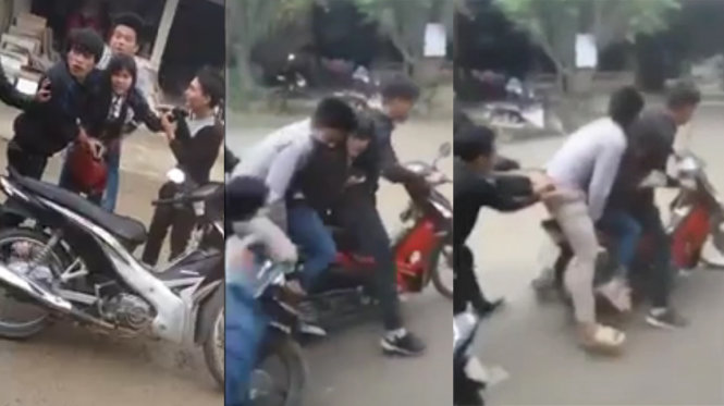 Cô gái bị nhóm thanh niên bắt về làm vợ khi đang đứng đón xe trên đường - Ảnh cắt từ clip
