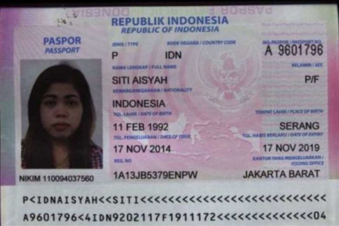 Hộ chiếu được cho là của nghi can Siti Aisyah - Ảnh: DETIK.COM
