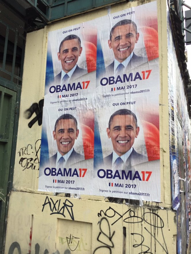 Một poster vận động của nhóm Obama17 tại Paris - Ảnh: Twitter/ Romuald COUSTRE