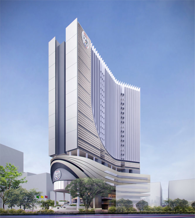 Tòa nhà chính của HBU đang được Chủ đầu tư - Tập đoàn Nguyễn Hoàng xây dựng và dự kiến hoàn thành vào tháng 8-2017