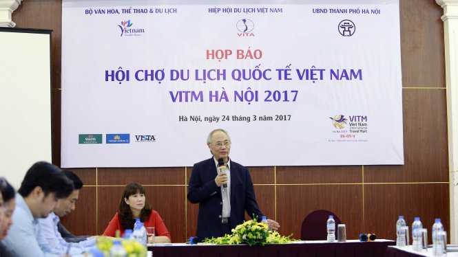 Ông Vũ Thế Bình phát biểu giới thiệu VITM 2017 - Ảnh: H.Hạnh