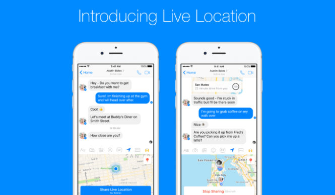 Ứng dụng Live Location Facebook vừa ra mắt giúp người chia sẻ và ước lượng thời gian di chuyển bằng thời gian thực. Đây có thể lại là hiểm họa an ninh mới - Ảnh: TechCrunch