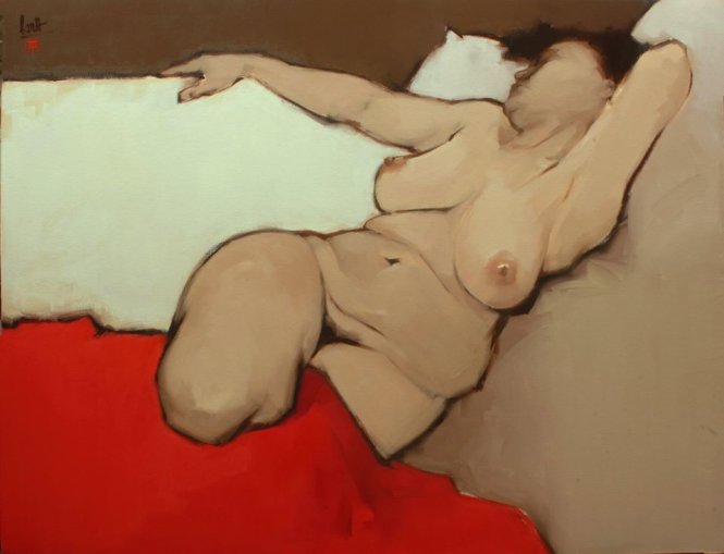 Tranh sơn dầu khỏa thân của họa sĩ Nguyễn Thanh Bình cũng đắt đỏ không kém các thể loại tranh khác của anh- Ảnh: NVCC