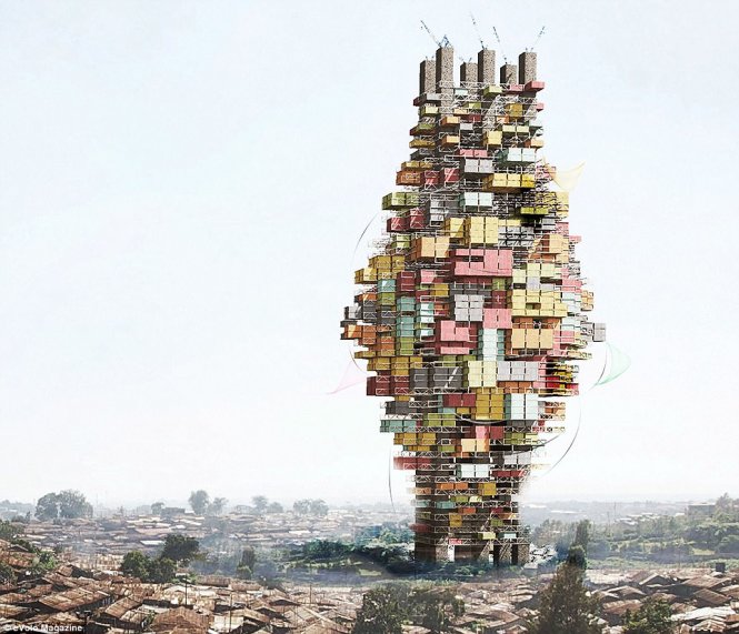 Mẫu nhà của tác giả Adriann Jeevananthan (Anh) là một tòa tháp đầy màu sắc nhằm cung cấp 'chất lượng cuộc sống cao hơn' cho cư dân bằng cách 'loại bỏ các điều kiện không vệ sinh'
