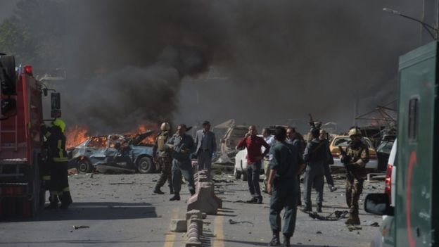 Vụ nổ làm rung chuyển trung tâm thủ đô - Ảnh: AFP