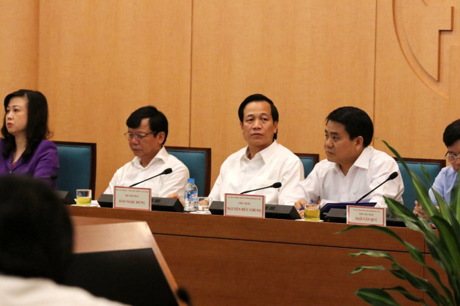 Bộ trưởng LĐ-TB&XH Đào Ngọc Dung và Chủ tịch UBND TP Hà Nội Nguyễn Đức Chung tại buổi làm việc - Ảnh: Lâm Hoài