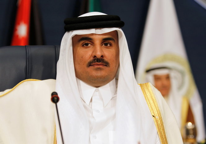 Tiểu vương Qatar Tamim Bin Hamad Al-Thani, người được cho là gây ra khủng hoảng hiện nay với những phát ngôn mạnh mẽ của mình - Ảnh: Reuters