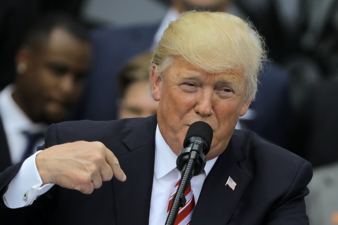 Tổng thống Donald Trump phát biểu tại Nhà Trắng ngày 12-6 - Ảnh: Reuters