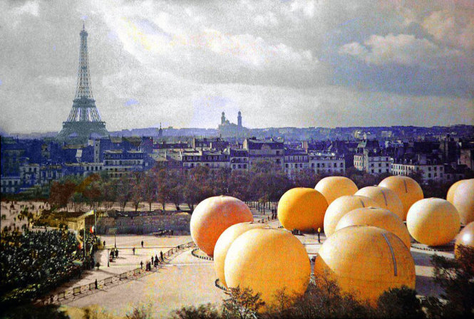 Những 'quả cam' khổng lồ ở Paris năm 1914 - Ảnh: Albert Kahn