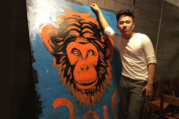 Tranh khỉ được Hồng Minh vẽ chào năm Bính Thân 2016. Ảnh tư liệu