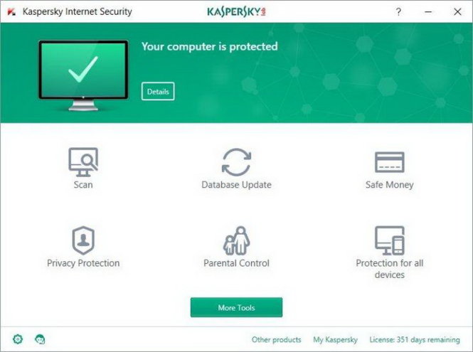 Giao diện phần mềm bảo mật Kaspersky Internet Security - Ảnh: PCMag