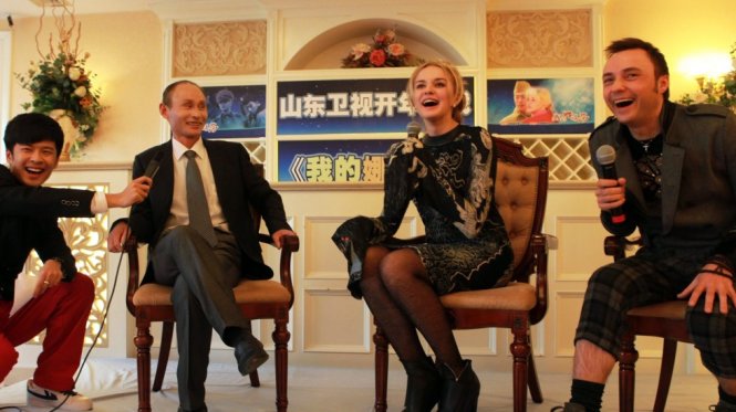 Ông nông dân Luo Yuanpin được mời tham gia một chương trình truyền hình về vẻ ngoài rất giống với ông Vladimir Putin - Ảnh: SMCP