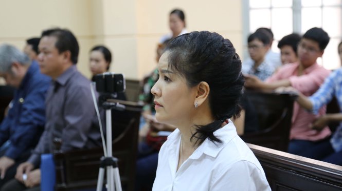 Diễn diên Ngọc Trinh tại phiên tòa ngày 7-7 - Ảnh: Mễ Thuận