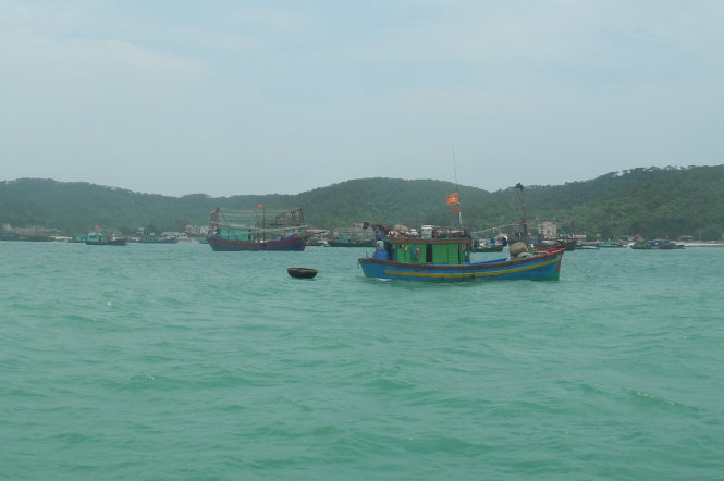 Tàu cá vỏ gỗ đánh bắt trên vùng biển Cô Tô - ẢNH: Đức Hiếu