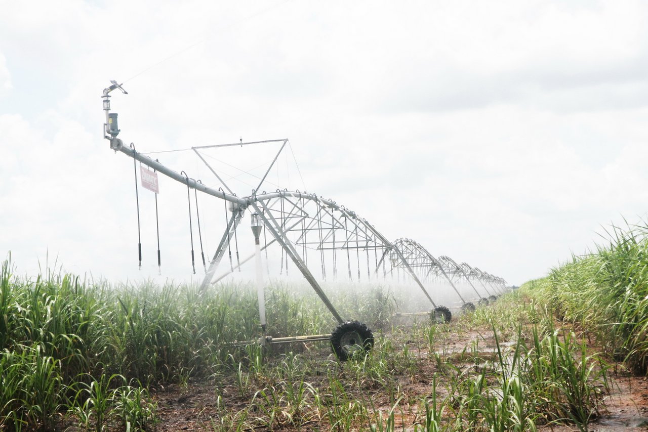 Hệ thống tưới nước hiện đại tại nông trường mía Thành Long, Tây Ninh, một ngày có thể tưới đến 500ha mía.
