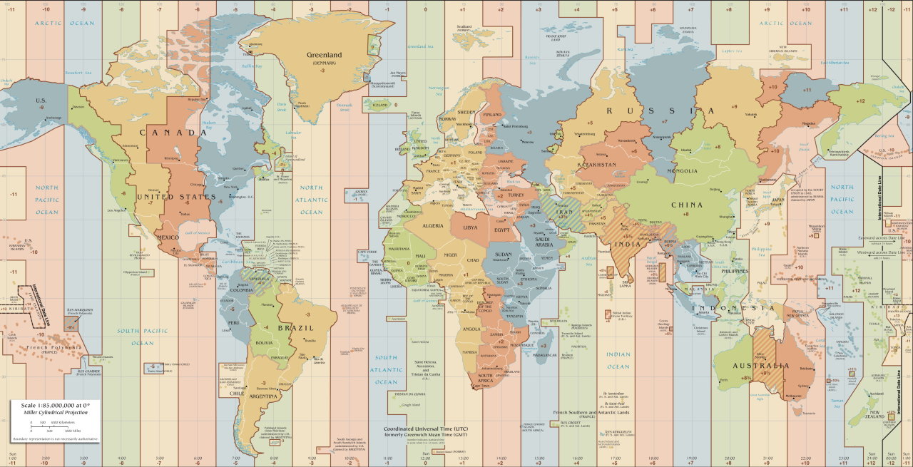 Bản đồ các múi giờ trên thế giới