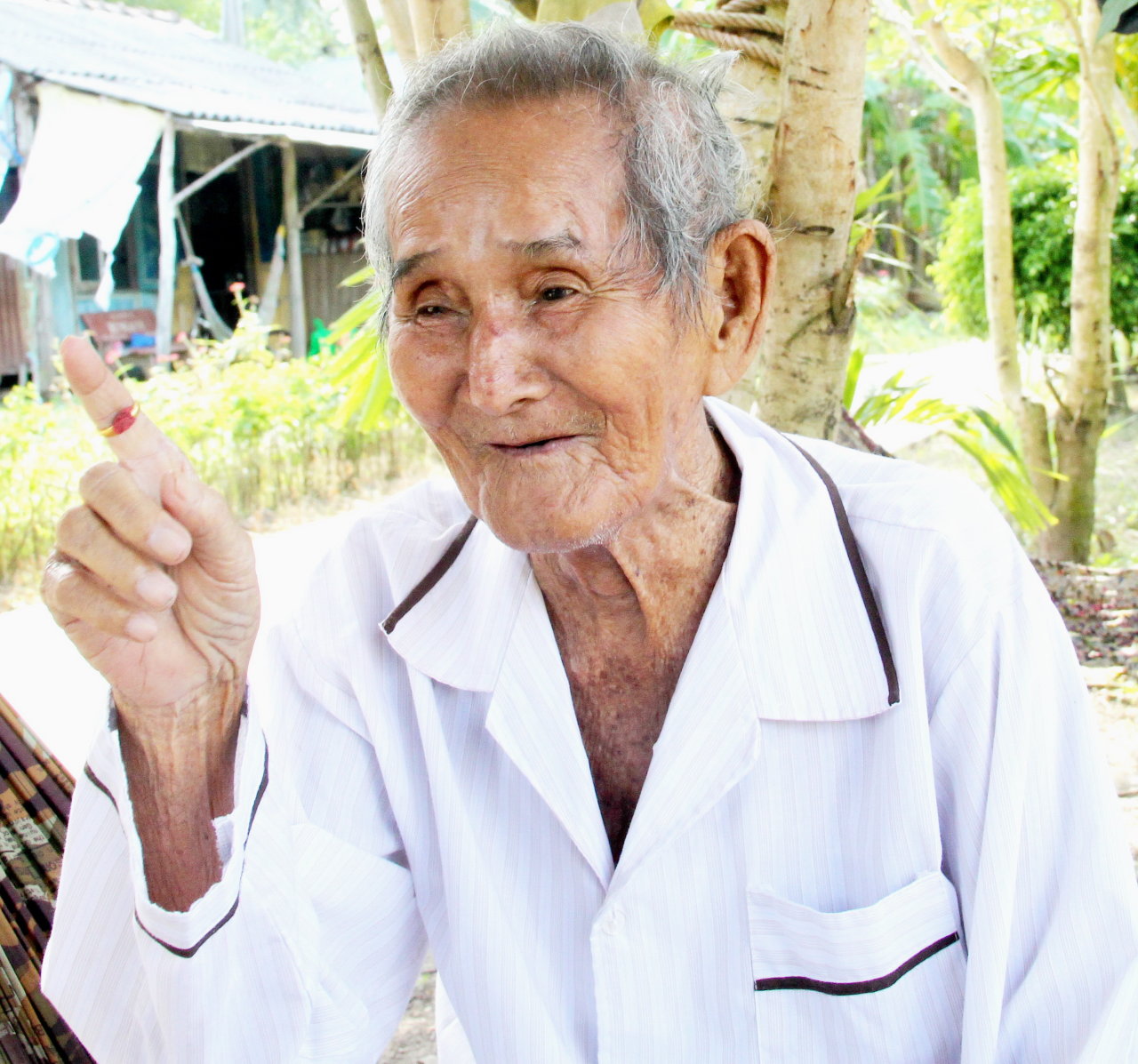 Ông Nguyễn Văn Đã (Hai Tây, 95 tuổi), ở huyện Trần Văn Thời, Cà Mau, một nhân chứng của vùng đất U Minh Hạ - Ảnh: Tấn Đức