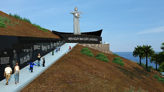 Mô hình phác thảo Khu tưởng niệm Hoàng Sa với hình ảnh “Người mẹ thắp lửa” của KTS Trần Văn Dũng