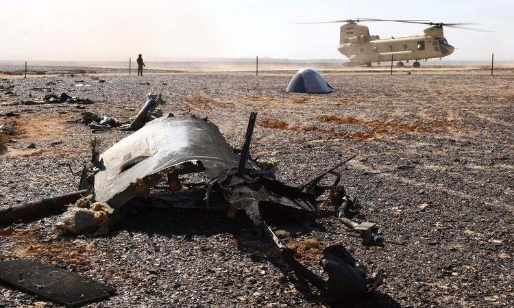 Hiện trường vụ tai nạn máy bay Nga trên bán đảo Sinai, Ai Cập - Ảnh: TASS