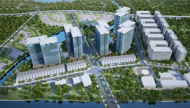 Phối cảnh khu đô thị Mizuki Park quy mô 26 ha thiết kế theo mô hình thành phố tiện ích mang phong cách nghỉ dưỡng của chủ đầu tư Nam Long