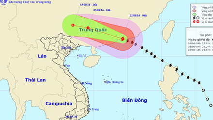 Sơ đồ dự báo bão số 2 - Ảnh: TT Dự báo khí tượng thủy văn Trung ương