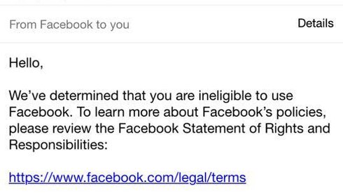 Phần thông báo ngắn gọn của đội ngũ hỗ trợ của Facebook sau khi họa sĩ Phạm Thị Vinh nhiều lần liên hệ về tài khoản bị khóa của mình. Email cho biết không thể nêu rõ lý do khóa tài khoản, dẫn ra quy định sử dụng chung của Facebook - Ảnh chụp email do nhân vật cung cấp