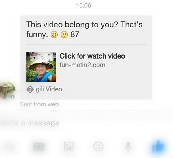 Tin nhắn kèm liên kết video có ảnh đại diện của người nhận - Ảnh: Facebook Anton Dat