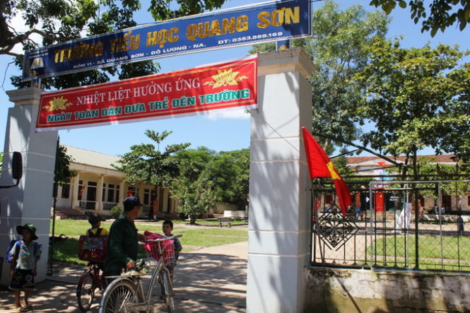 Trường tiểu học xã Quang Sơn, huyện Đô Lương (Nghệ An) - nơi 59 học sinh chưa tới trường đi học - Ảnh: Cảnh Phúc