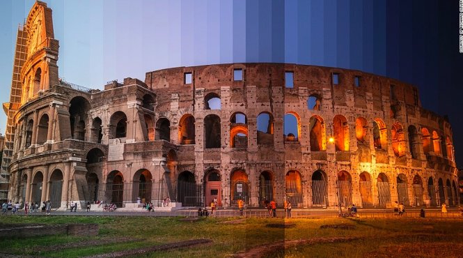 Đấu trường La Mã, Rome từ buổi bình minh cho đến lúc chiều tối - Ảnh: CNN