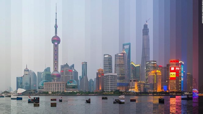 Toà cảnh The Bund, Thượng Hải từ buổi sáng đến chiều tối - Ảnh: CNN