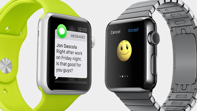 Ảnh đồ họa hai dòng Apple Watch với dây nhựa và dây kim loại - Ảnh: Apple Insider