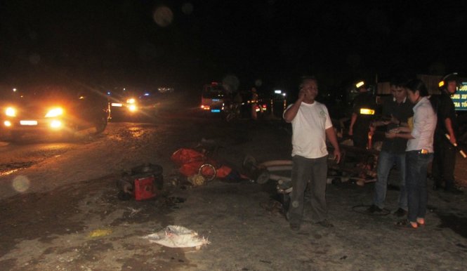 Địa điểm xảy ra vụ tai nạn giao thông làm 3 người chết tại Bình Thuận - Ảnh: Nguyễn Nam