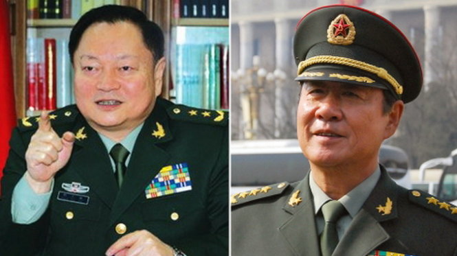 Thượng tướng Trương Hựu Hiệp (trái) và Thượng tướng Lưu Nguyên (phải) - Ảnh: chinanews.cn