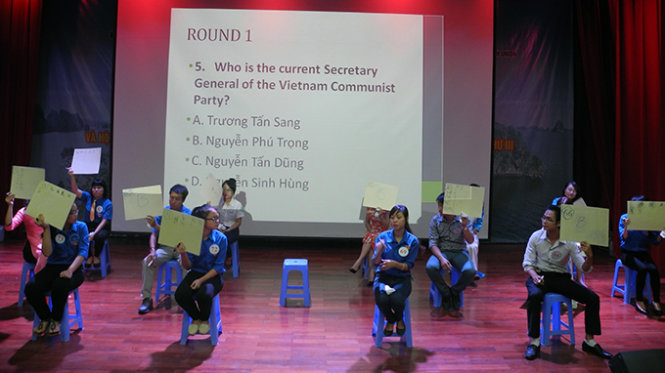 Các thí sinh-những cán bộ Đoàn của tỉnh Quảng Ninh tham gia cuộc thi - Ảnh: Đức Hiếu