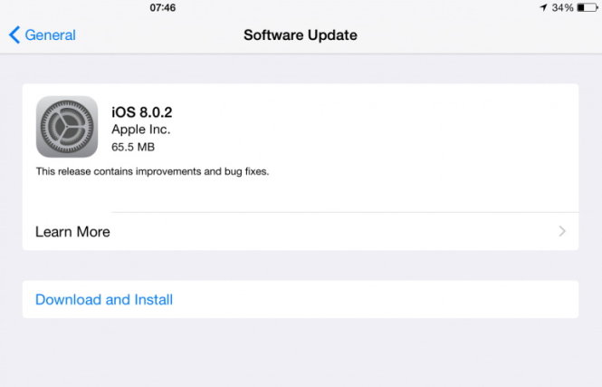 Bản cập nhật iOS 8.0.2 